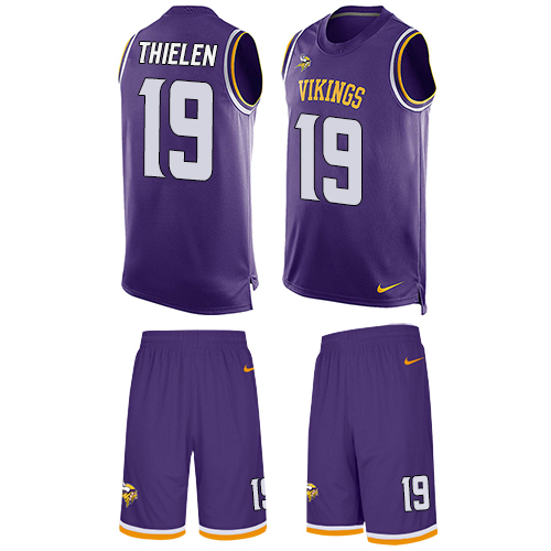 Nike Vikings #19 Adam Thielen Purple Team Color Men's Stitched NFL Limited Tank Top Suit Jersey - Click Image to Close